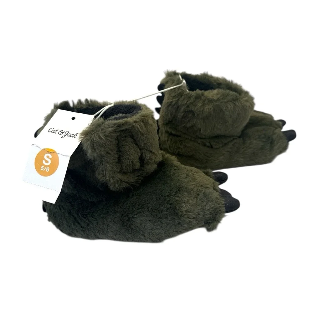 Cat & Jack Toddler Ferdinand Dinosaur Claw Slippers Olive Green, Size‎ S (5/6)